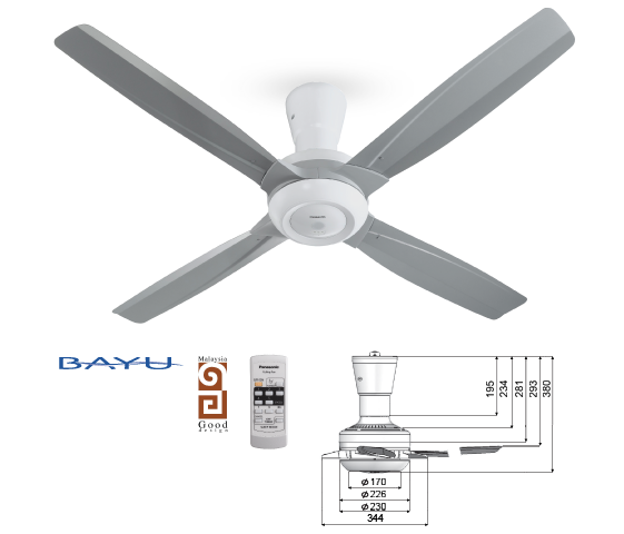 BAYU 4 BLADES CEILING FAN F-M14C8 WY (56")